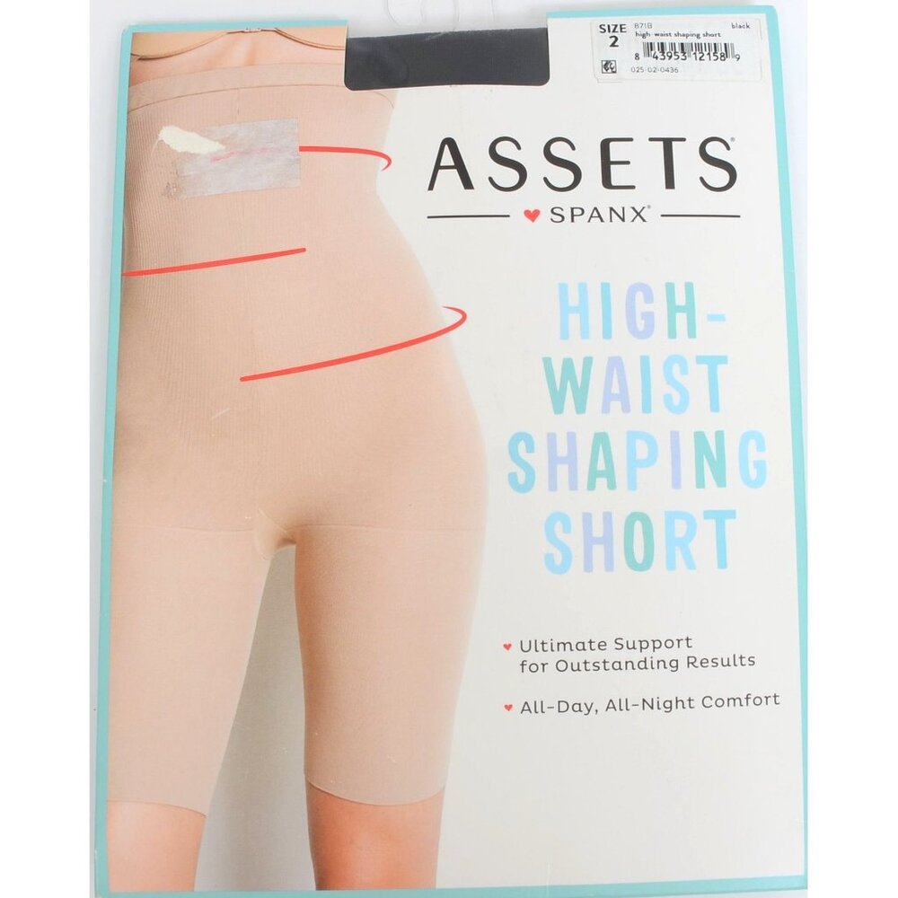 Assets by Spanx High Waist Shaping Short Black Ultimate Support New Size 2